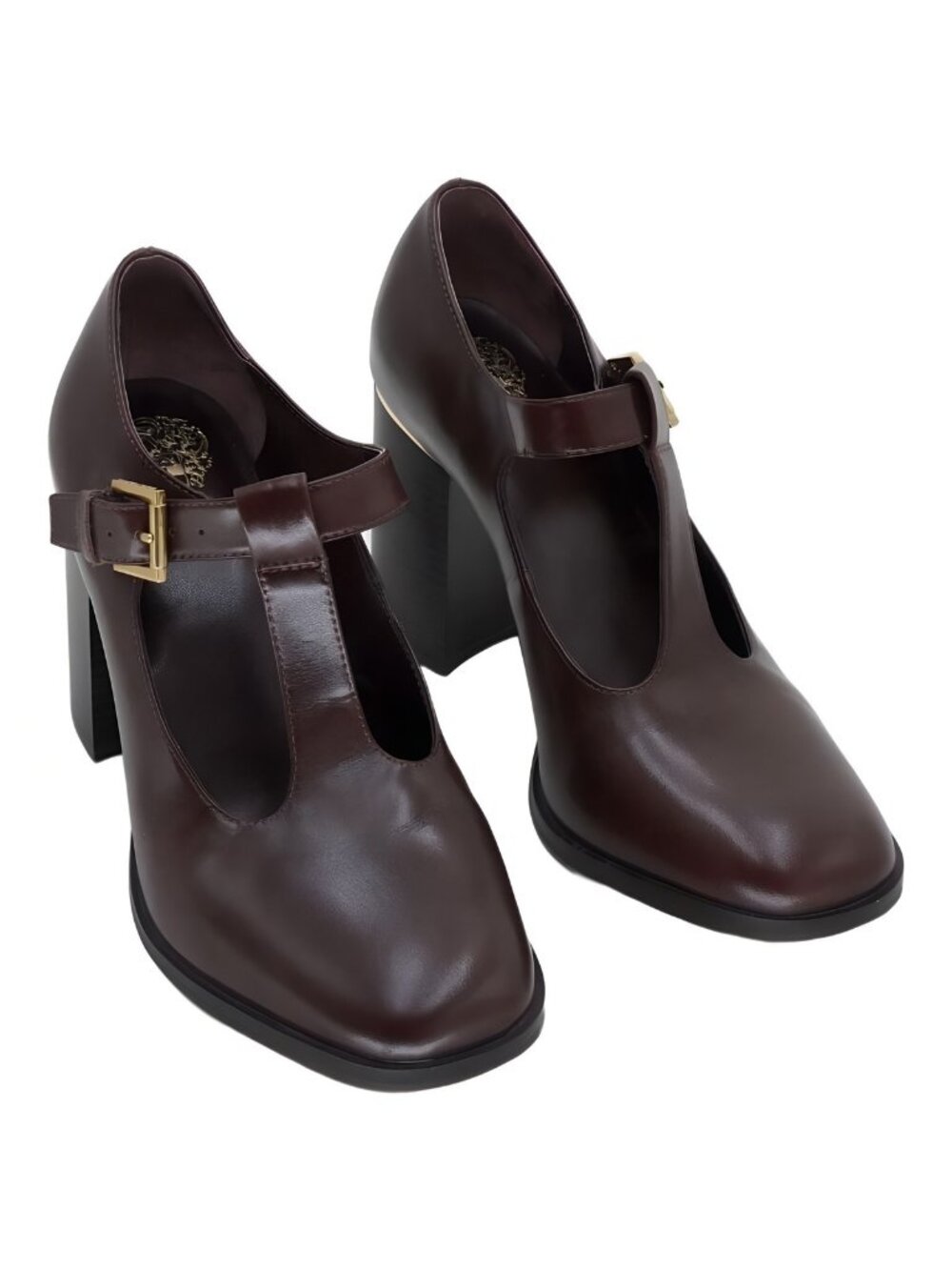 Vince Camuto Micha T-Strap Mary Jane Block Heel Rich Mahogany Red US 9M EU 40